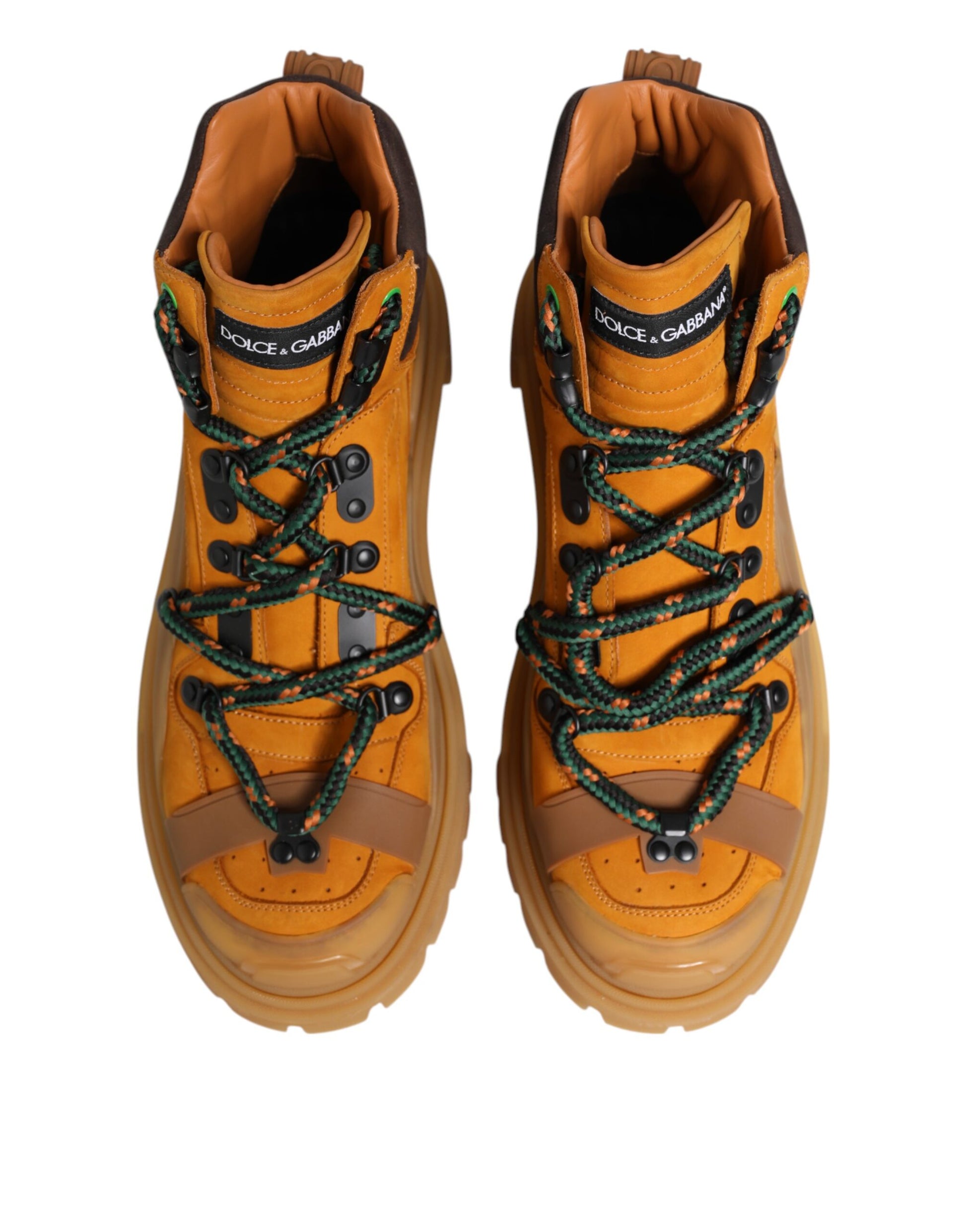 Dolce & Gabbana Orange Lace Up Trekking Ankle Boots Shoes Dolce & Gabbana