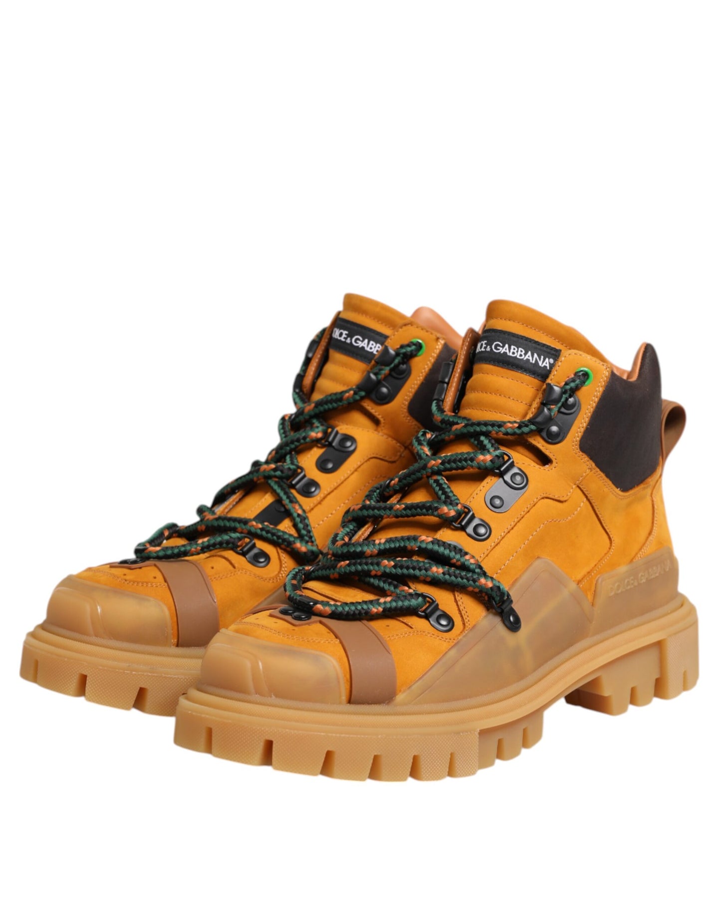 Dolce & Gabbana Orange Lace Up Trekking Ankle Boots Shoes Dolce & Gabbana