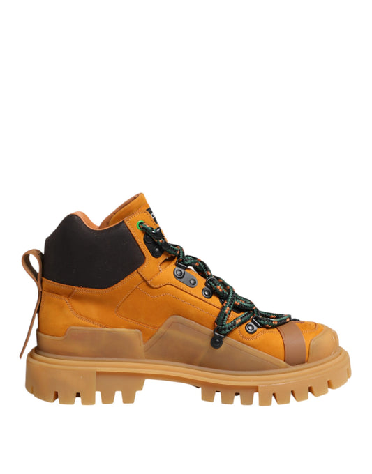 Dolce & Gabbana Orange Lace Up Trekking Ankle Boots Shoes Dolce & Gabbana