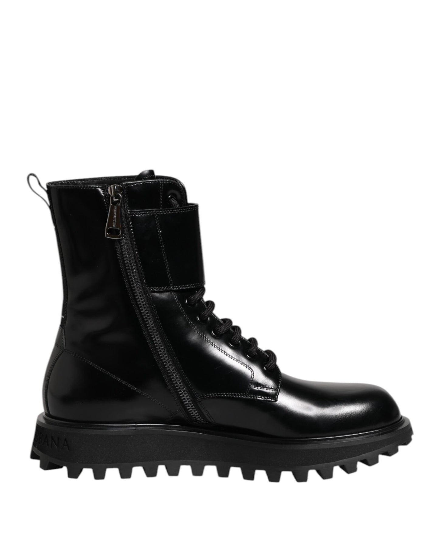 Dolce & Gabbana Black Leather Lace Up Mid Calf Boots Shoes Dolce & Gabbana