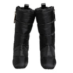 Dolce & Gabbana Black Padded Mid Calf Logo Heel Boots Shoes