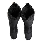 Dolce & Gabbana Black Padded Mid Calf Logo Heel Boots Shoes