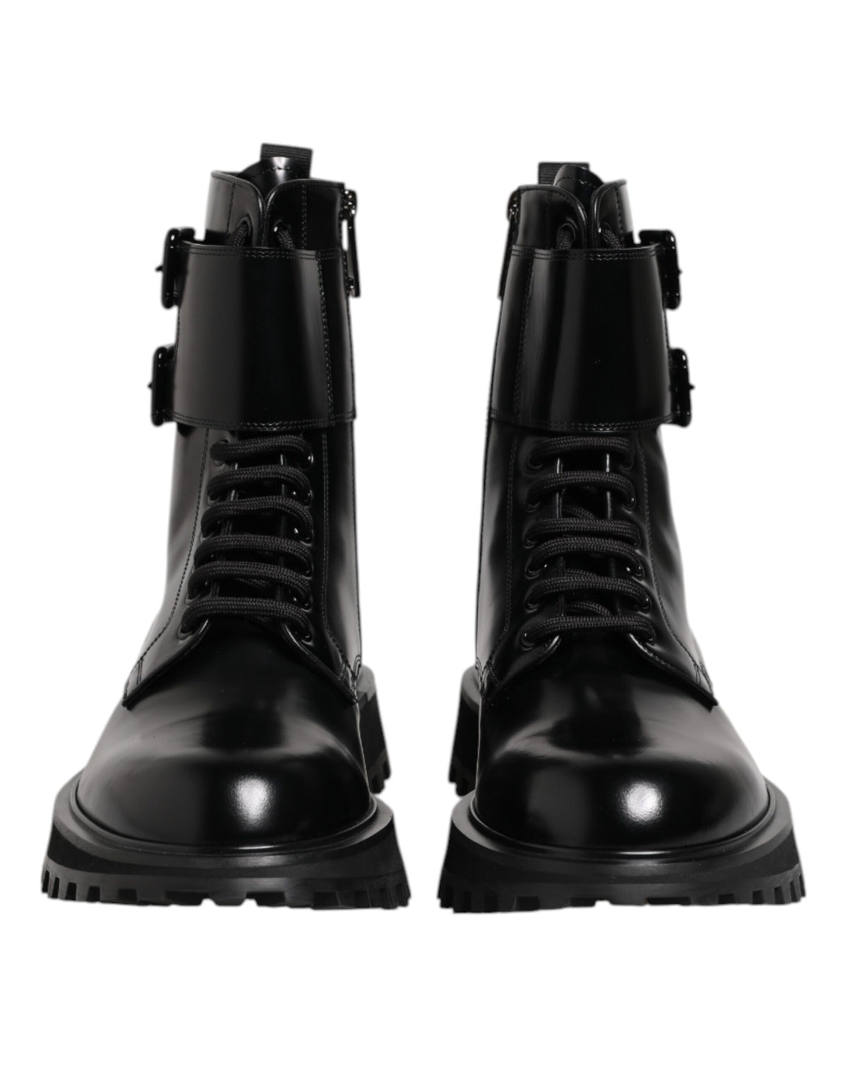 Dolce & Gabbana Black Leather Lace Up Mid Calf Boots Shoes - Eljoys Fashion 