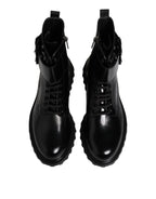 Dolce & Gabbana Black Leather Lace Up Mid Calf Boots Shoes - Eljoys Fashion 