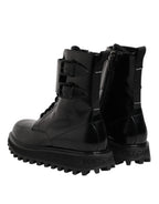 Dolce & Gabbana Black Leather Lace Up Mid Calf Boots Shoes - Eljoys Fashion 