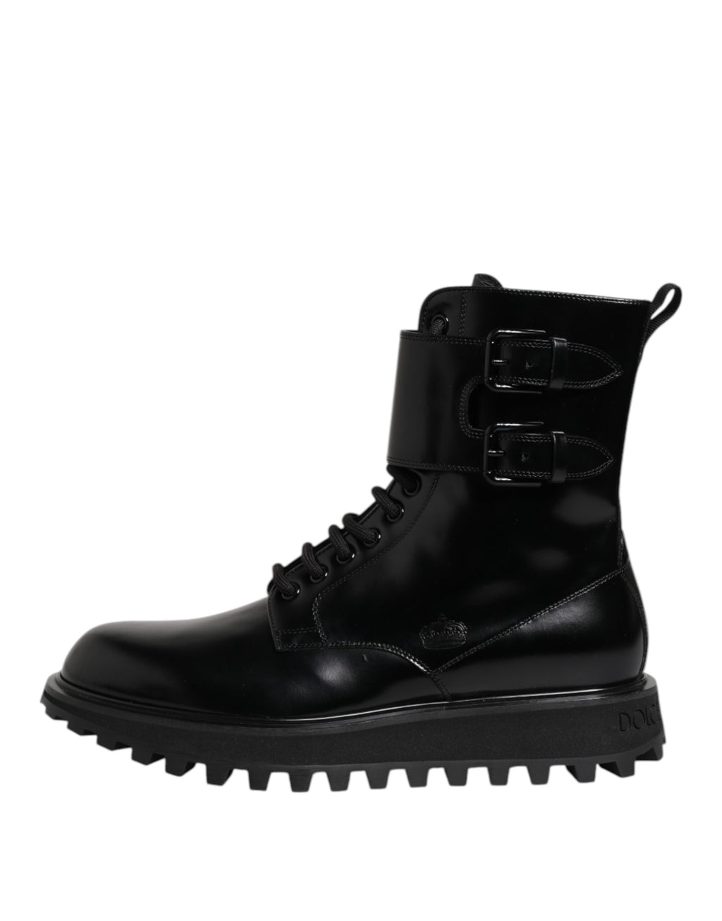 Dolce & Gabbana Black Leather Lace Up Mid Calf Boots Shoes - Eljoys Fashion 