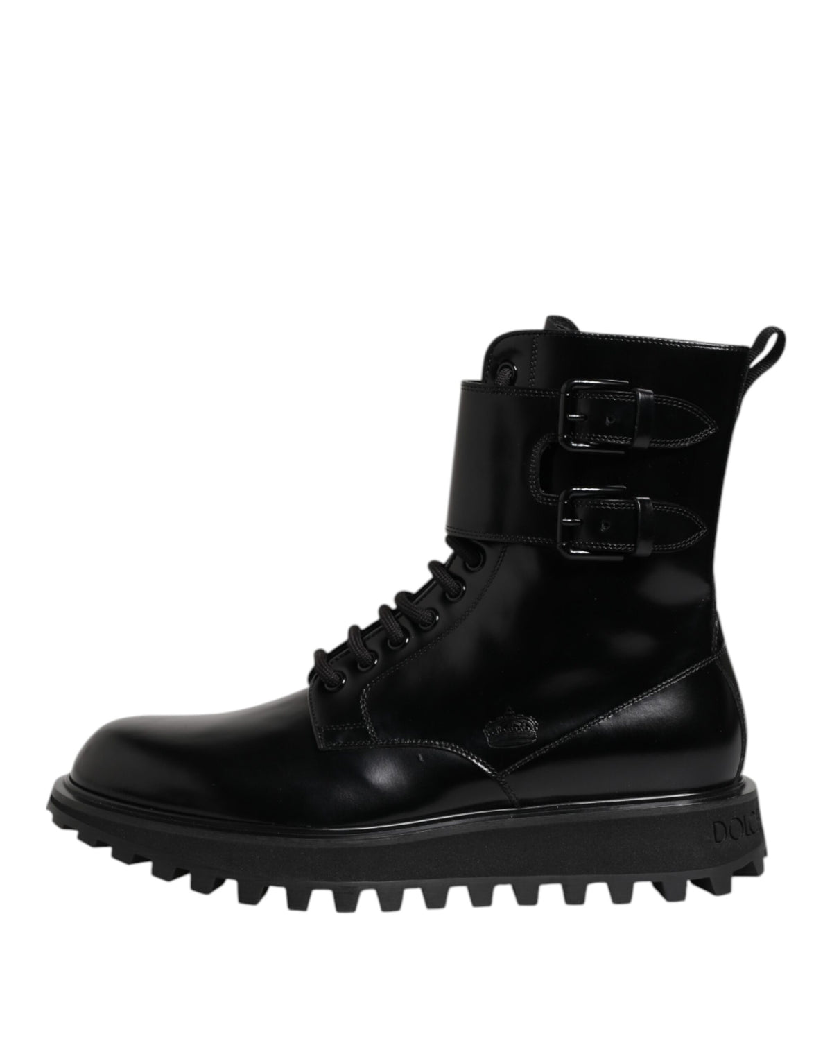 Dolce & Gabbana Black Leather Lace Up Mid Calf Boots Shoes - Eljoys Fashion 