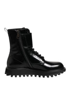 Dolce & Gabbana Black Leather Lace Up Mid Calf Boots Shoes - Eljoys Fashion 