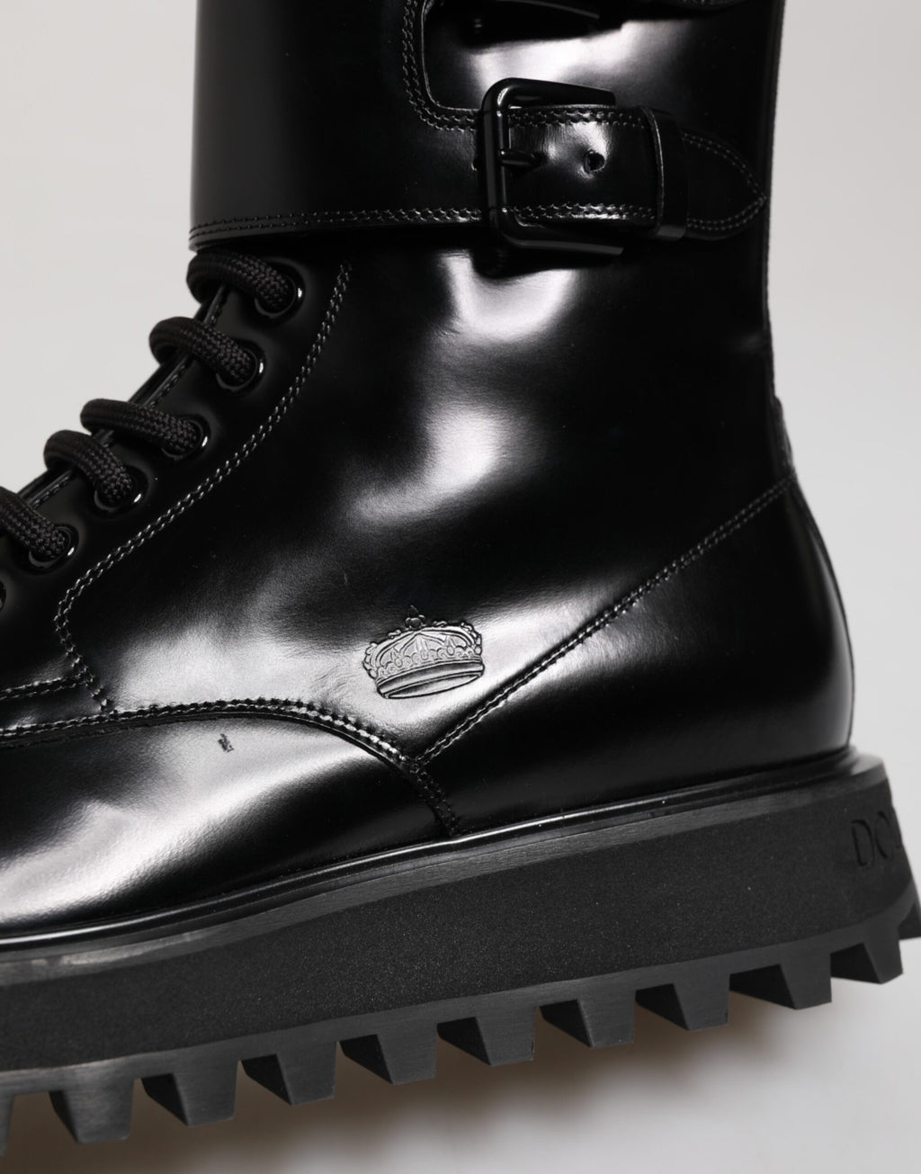 Dolce & Gabbana Black Leather Lace Up Mid Calf Boots Shoes - Eljoys Fashion 
