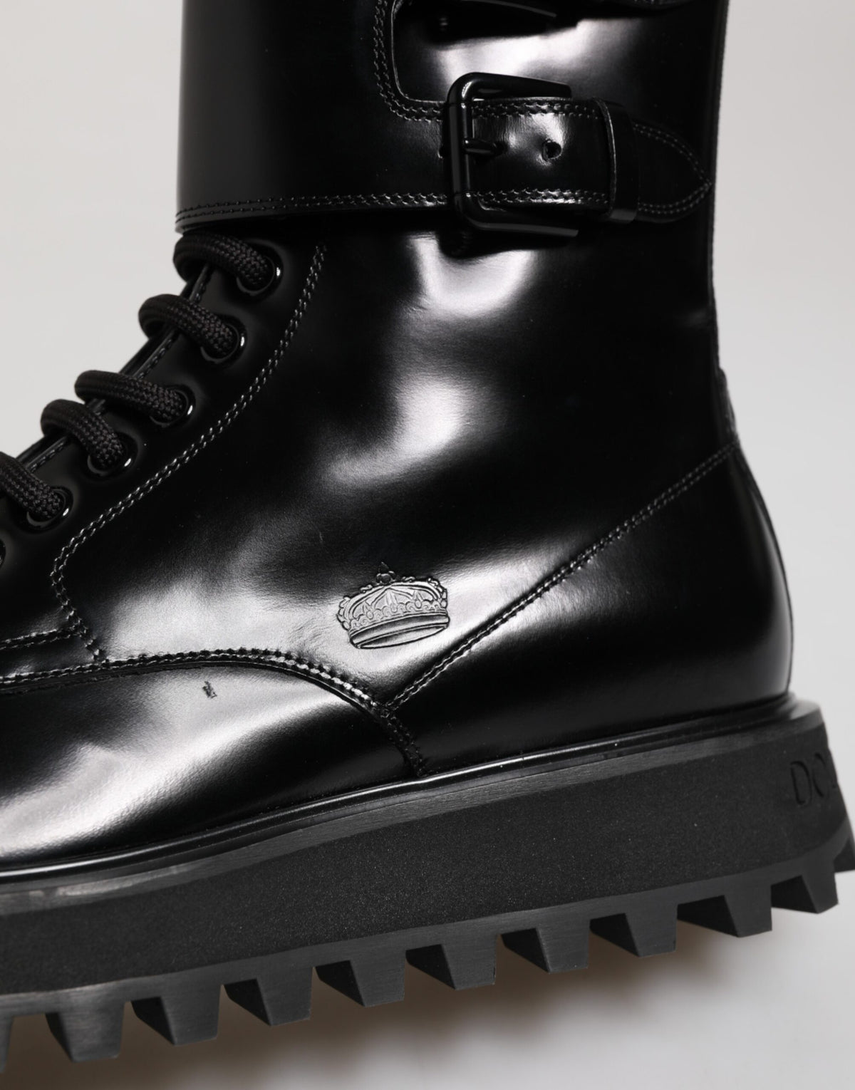 Dolce & Gabbana Black Leather Lace Up Mid Calf Boots Shoes - Eljoys Fashion 