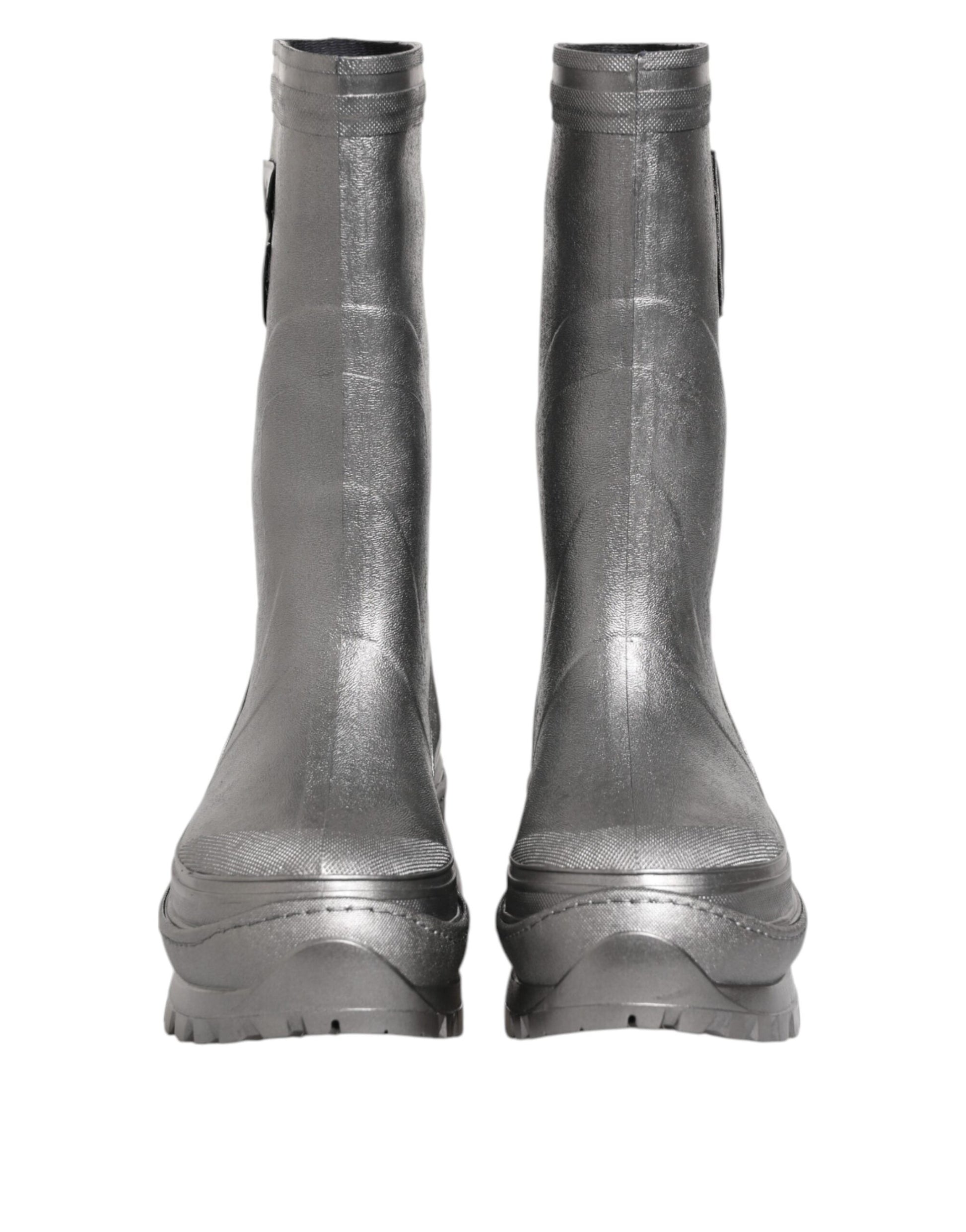 Dolce & Gabbana Metallic Silver Pull On Rain Boots Shoes Dolce & Gabbana