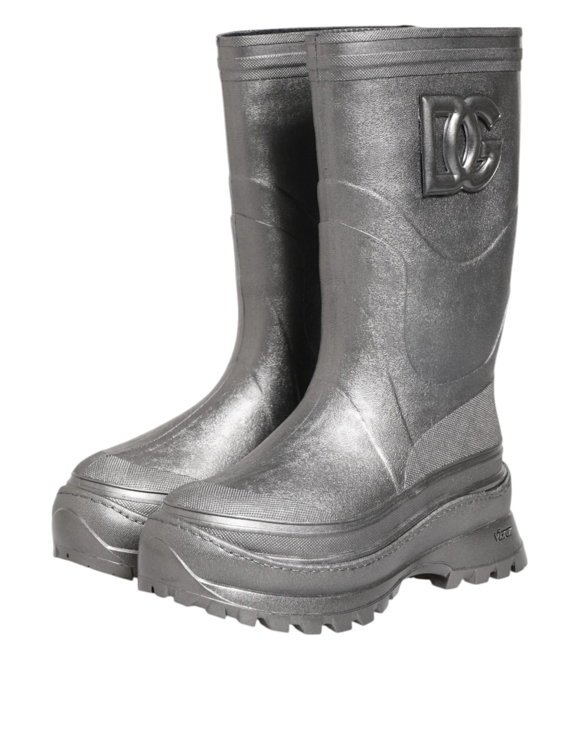 Dolce & Gabbana Metallic Silver Pull On Rain Boots Shoes Dolce & Gabbana