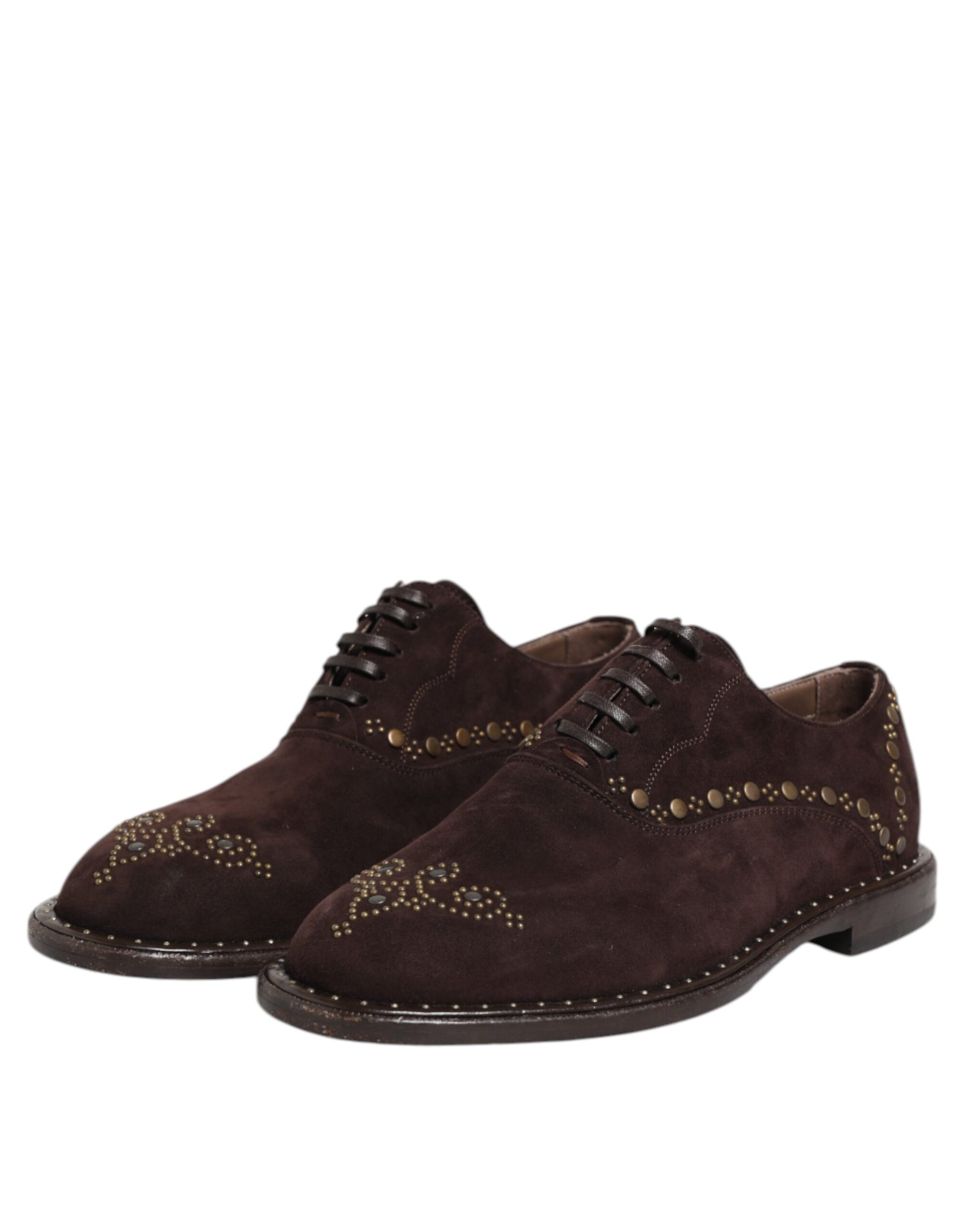 Dolce & Gabbana Brown Velvet Lace Up Oxford Dress Shoes Dolce & Gabbana