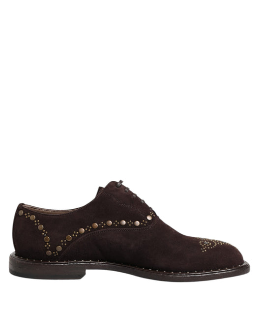 Dolce & Gabbana Brown Velvet Lace Up Oxford Dress Shoes Dolce & Gabbana