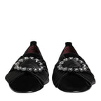 Dolce & Gabbana Black VATICANO Crystal Ribbon Slip On Shoes
