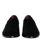 Dolce & Gabbana Black Velvet Loafers Formal Men Dress Shoes