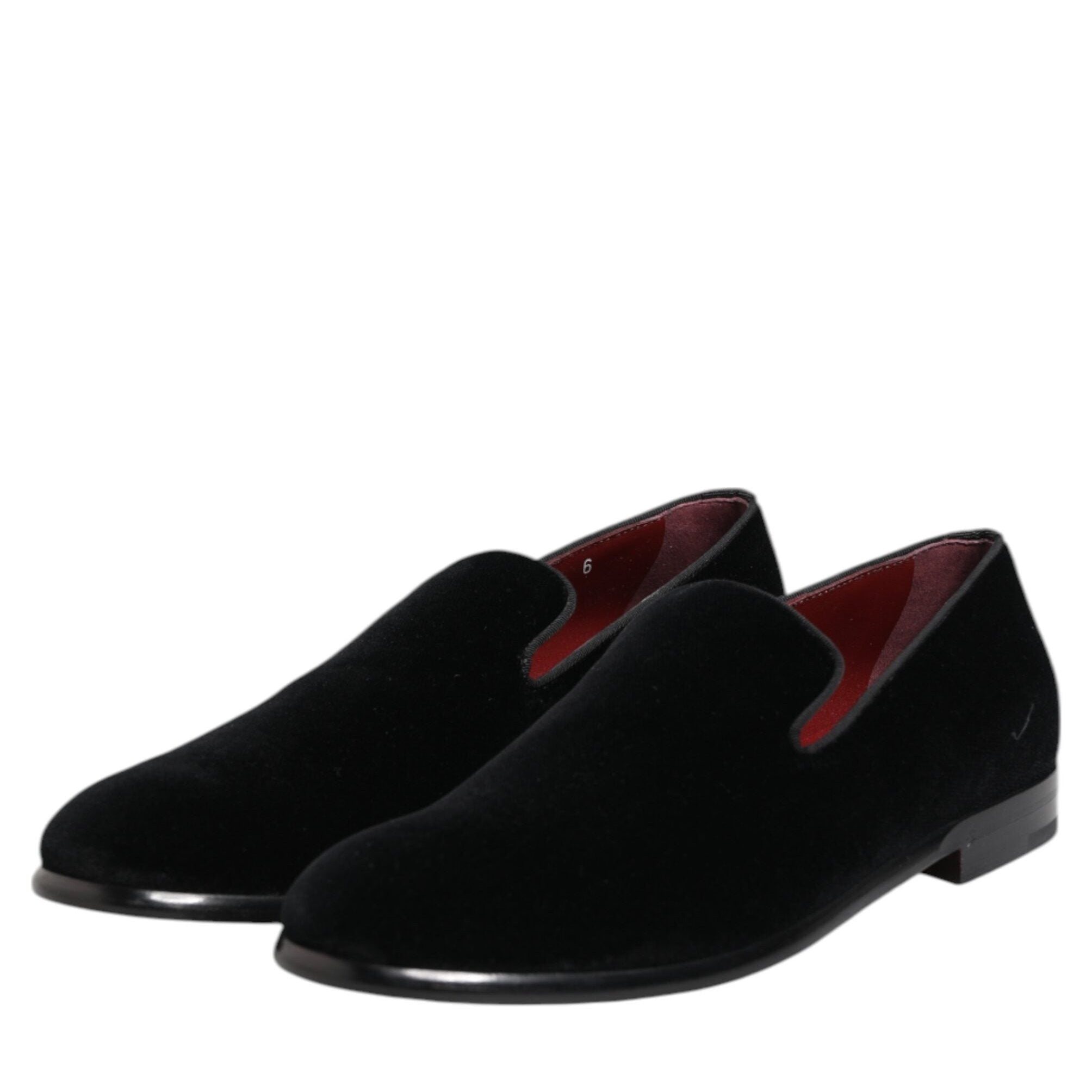 Dolce & Gabbana Black Velvet Loafers Formal Men Dress Shoes