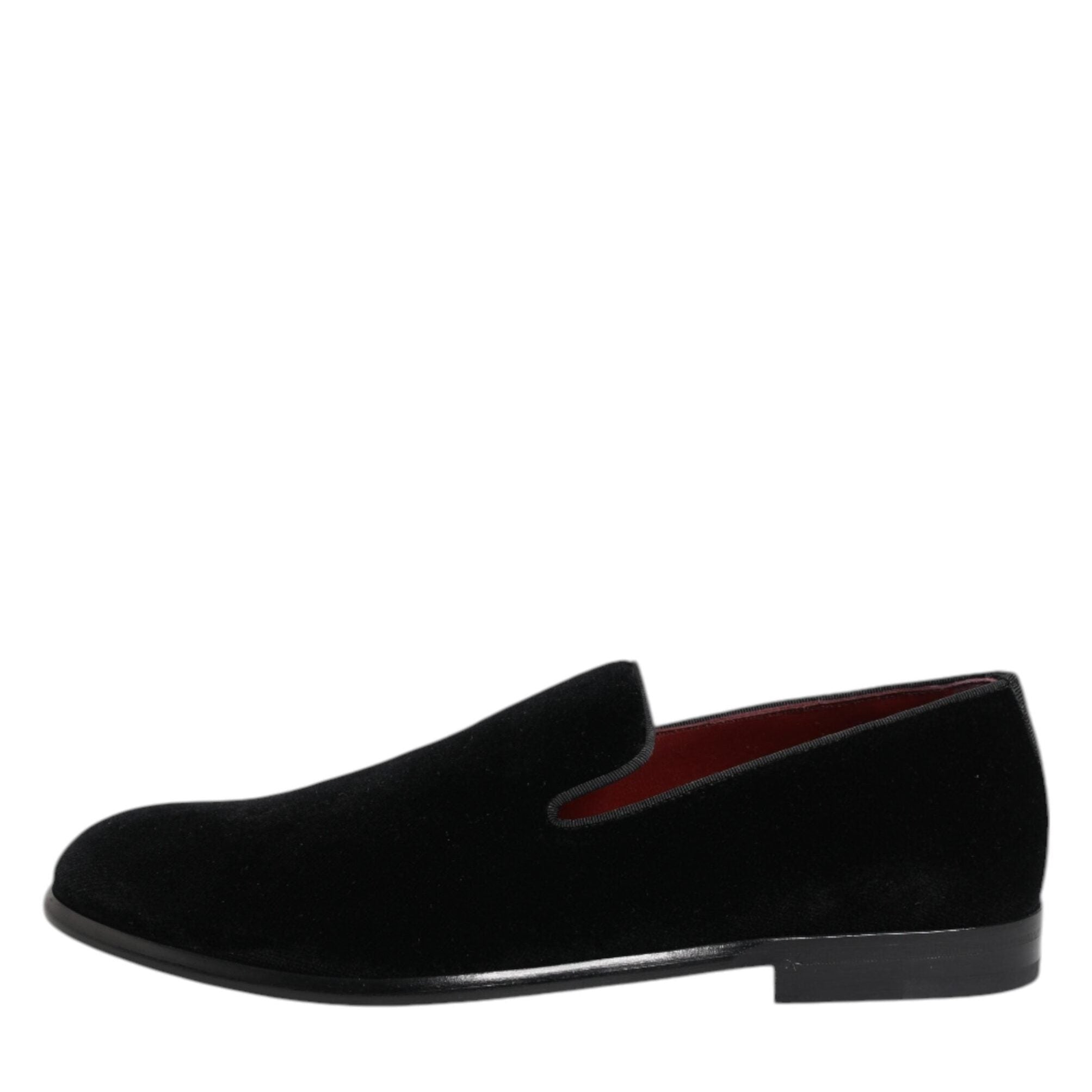 Dolce & Gabbana Black Velvet Loafers Formal Men Dress Shoes