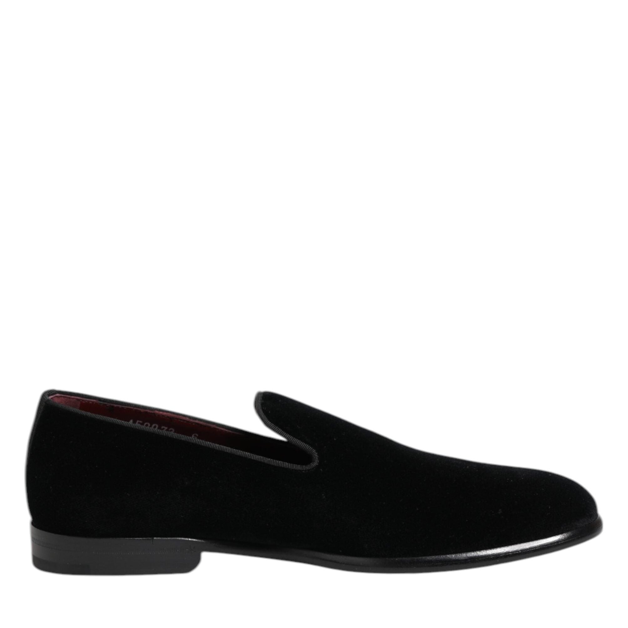 Dolce & Gabbana Black Velvet Loafers Formal Men Dress Shoes