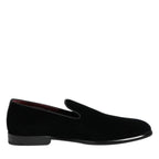 Dolce & Gabbana Black Velvet Loafers Formal Men Dress Shoes