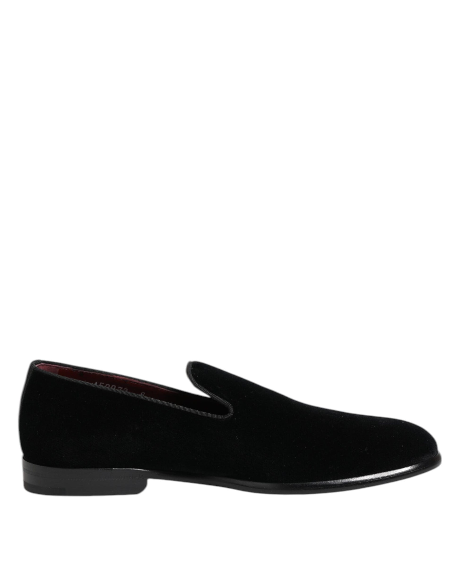 Dolce & Gabbana Black Velvet Loafers Formal Men Dress Shoes Dolce & Gabbana