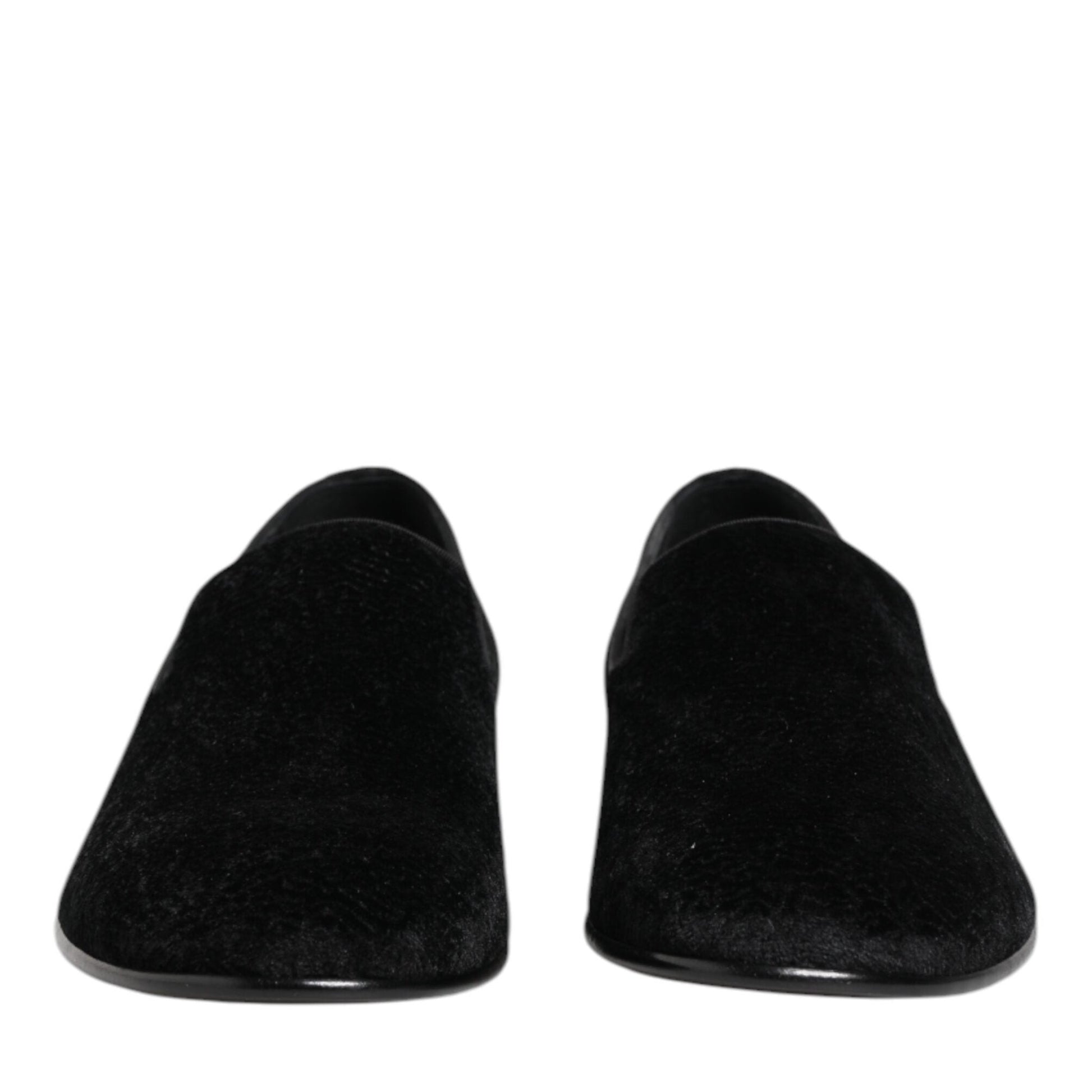 Dolce & Gabbana Black Jacquard Loafers Formal Men Dress Shoes