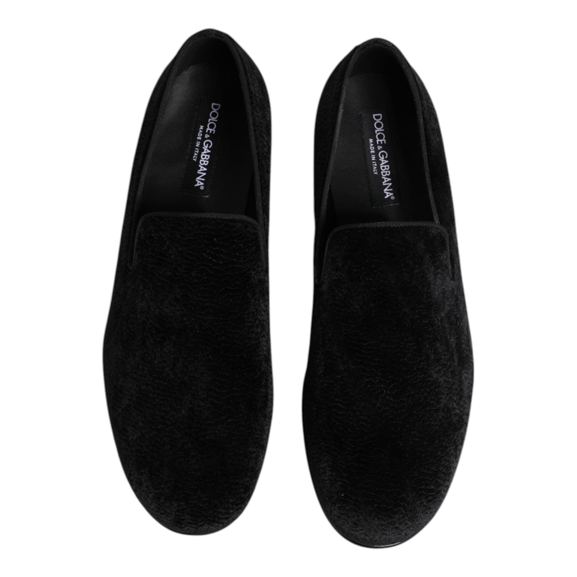 Dolce & Gabbana Black Jacquard Loafers Formal Men Dress Shoes