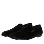 Dolce & Gabbana Black Jacquard Loafers Formal Men Dress Shoes