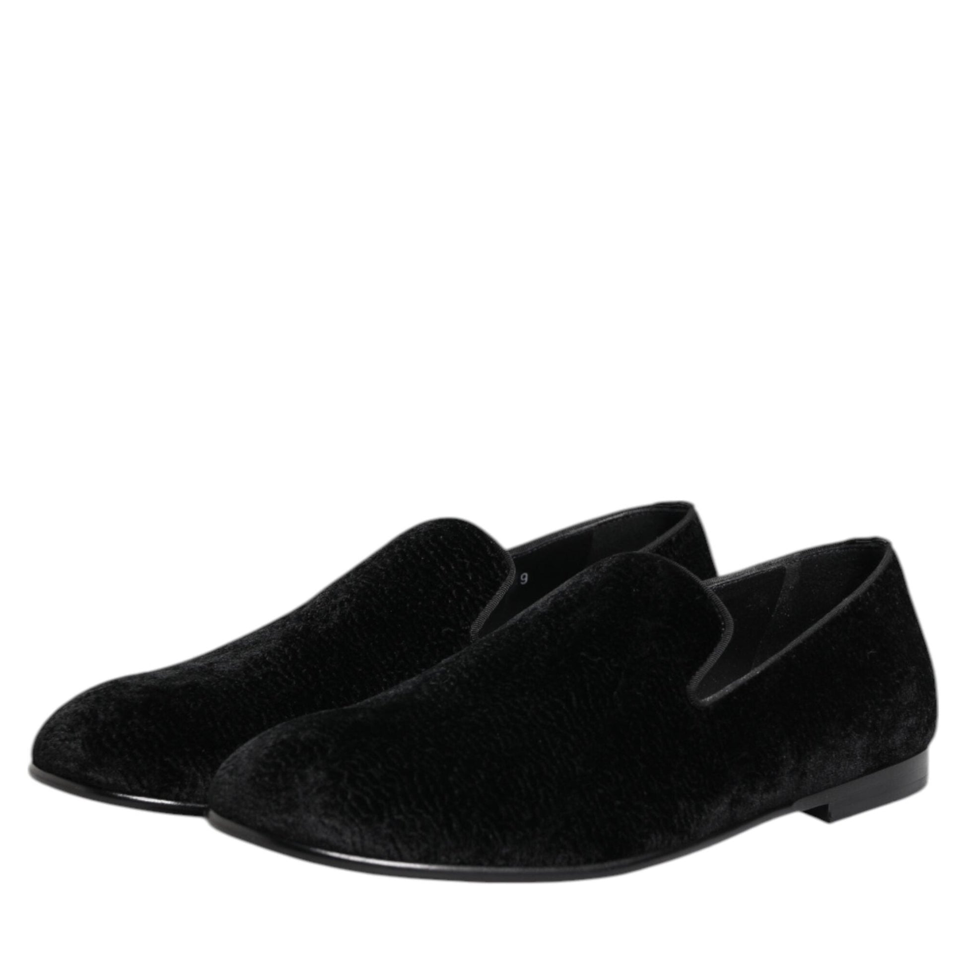 Dolce & Gabbana Black Jacquard Loafers Formal Men Dress Shoes