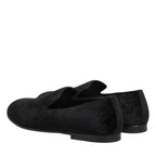 Dolce & Gabbana Black Jacquard Loafers Formal Men Dress Shoes