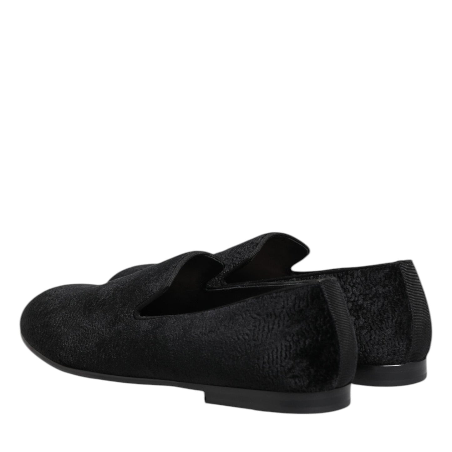 Dolce & Gabbana Black Jacquard Loafers Formal Men Dress Shoes