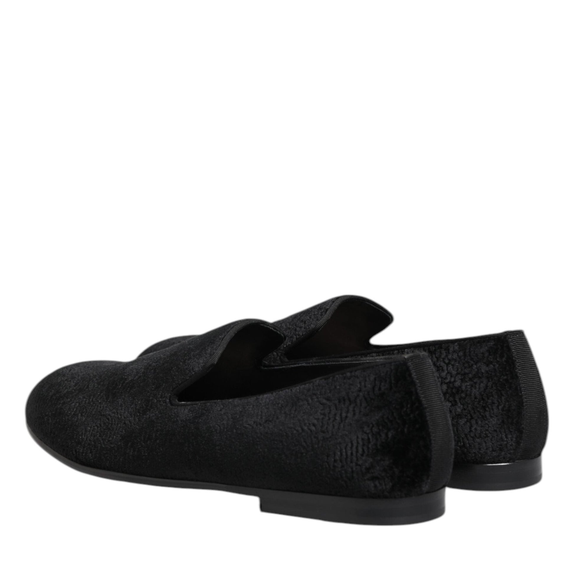 Dolce & Gabbana Black Jacquard Loafers Formal Men Dress Shoes