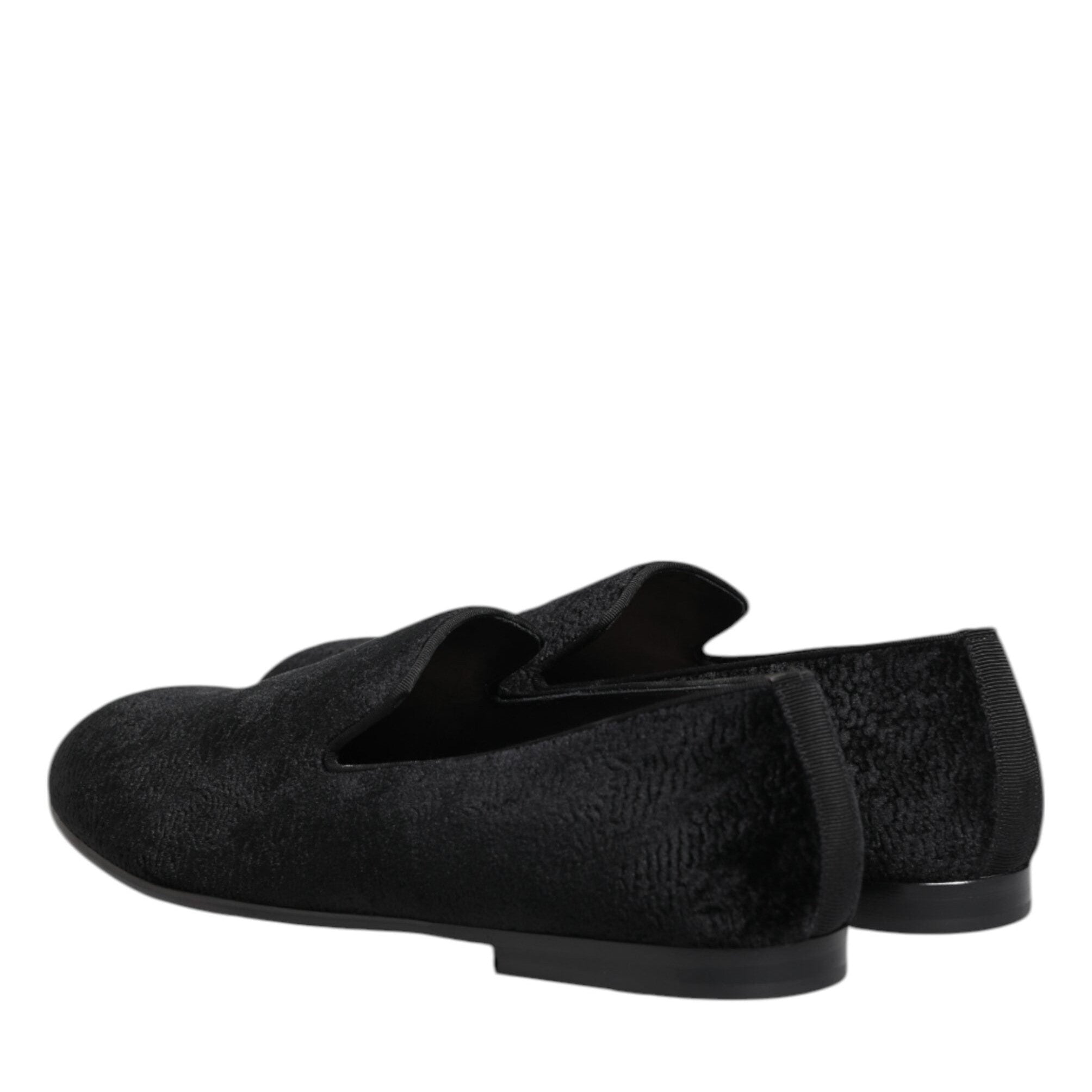 Dolce & Gabbana Black Jacquard Loafers Formal Men Dress Shoes