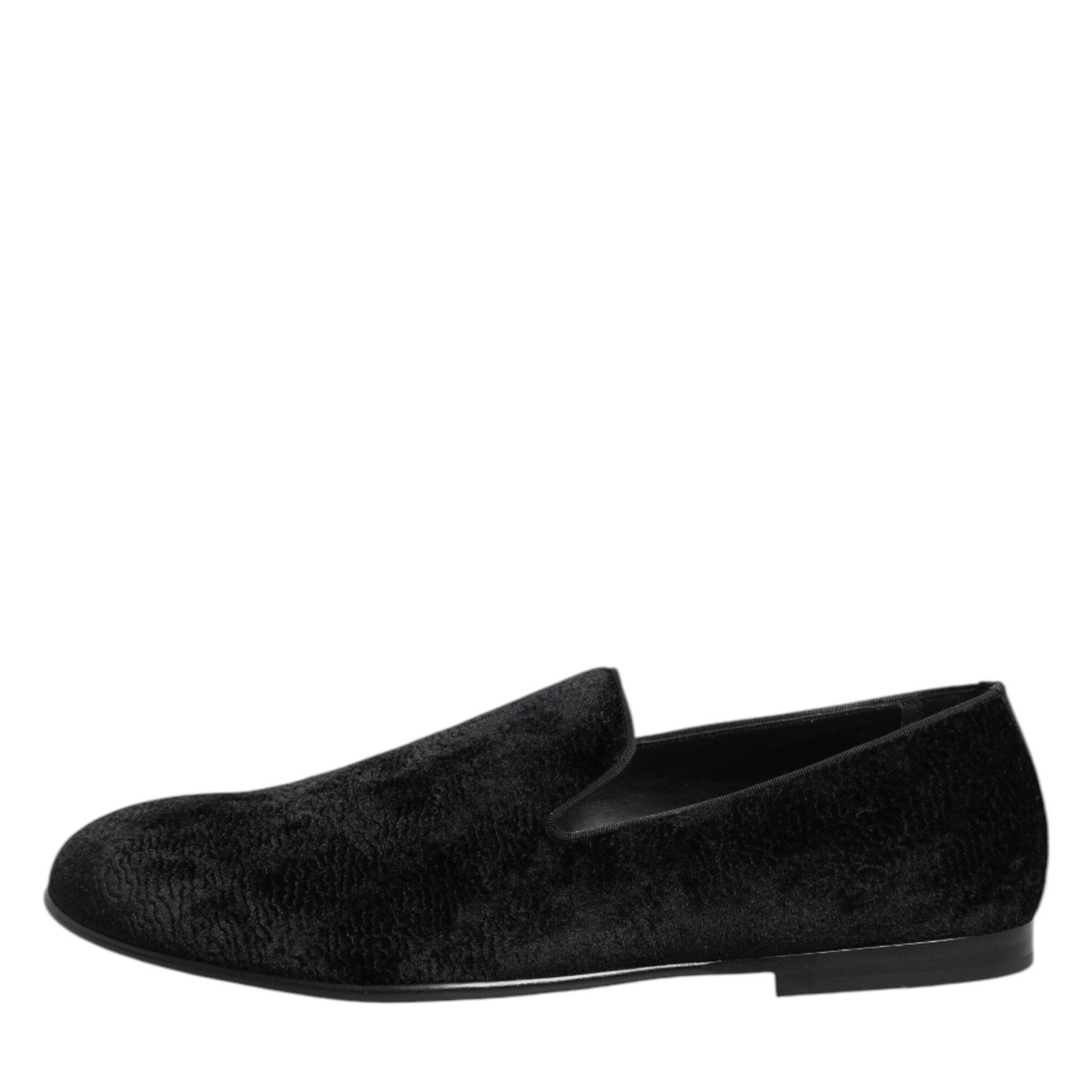 Dolce & Gabbana Black Jacquard Loafers Formal Men Dress Shoes