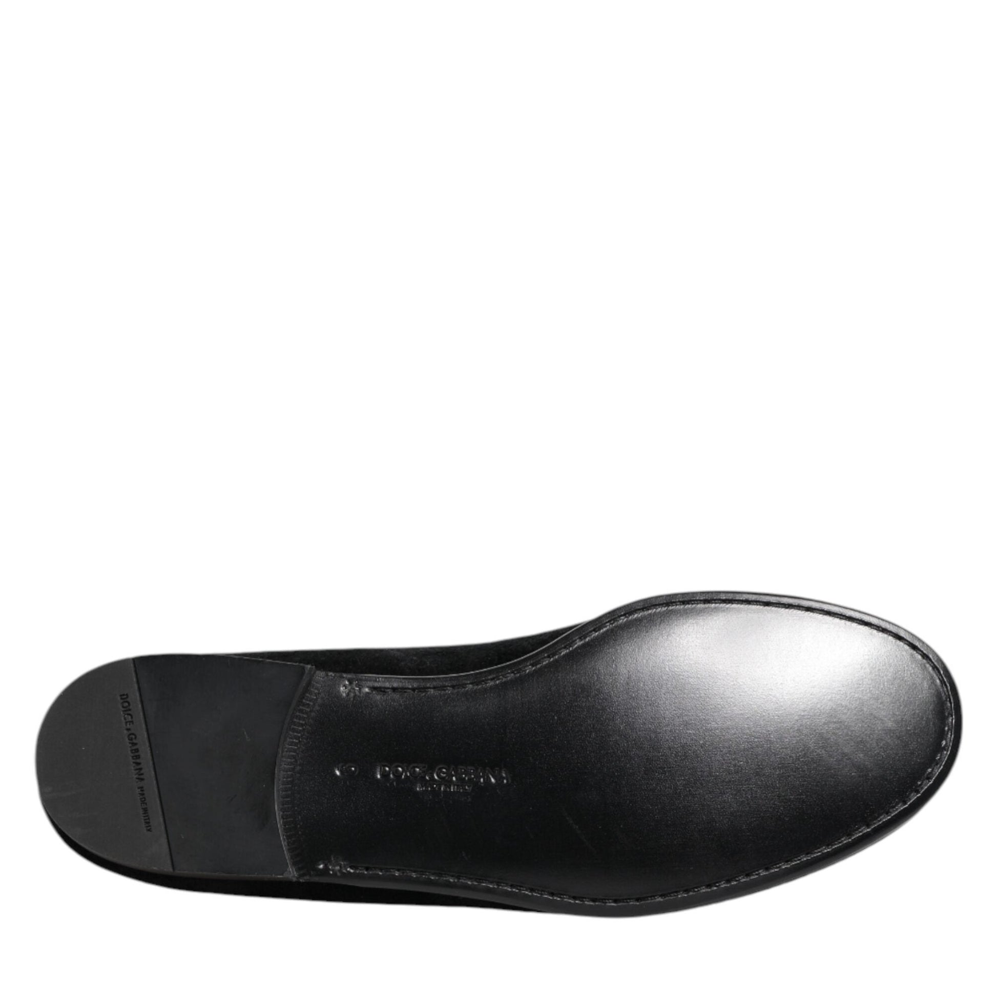 Dolce & Gabbana Black Jacquard Loafers Formal Men Dress Shoes