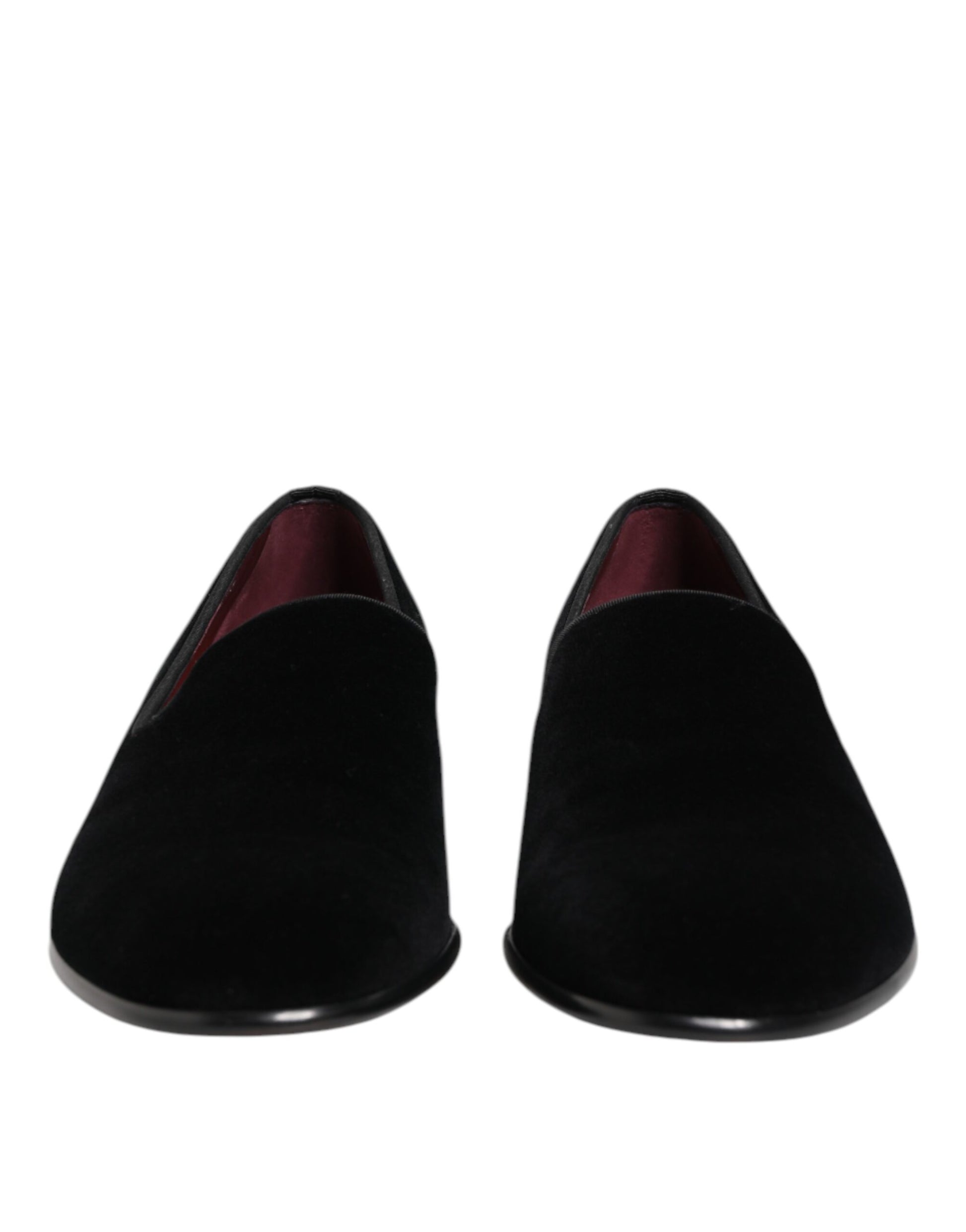 Dolce & Gabbana Black Velvet Slip On Loafers Men Formal Shoes Dolce & Gabbana