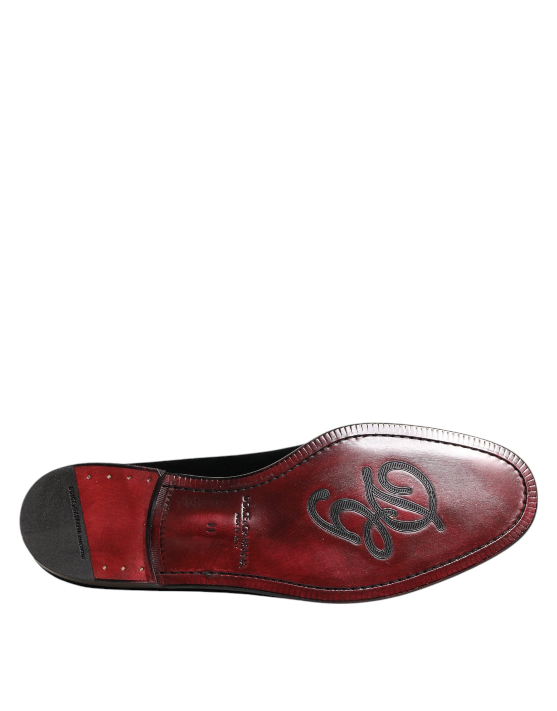 Dolce & Gabbana Black Velvet Slip On Loafers Men Formal Shoes Dolce & Gabbana