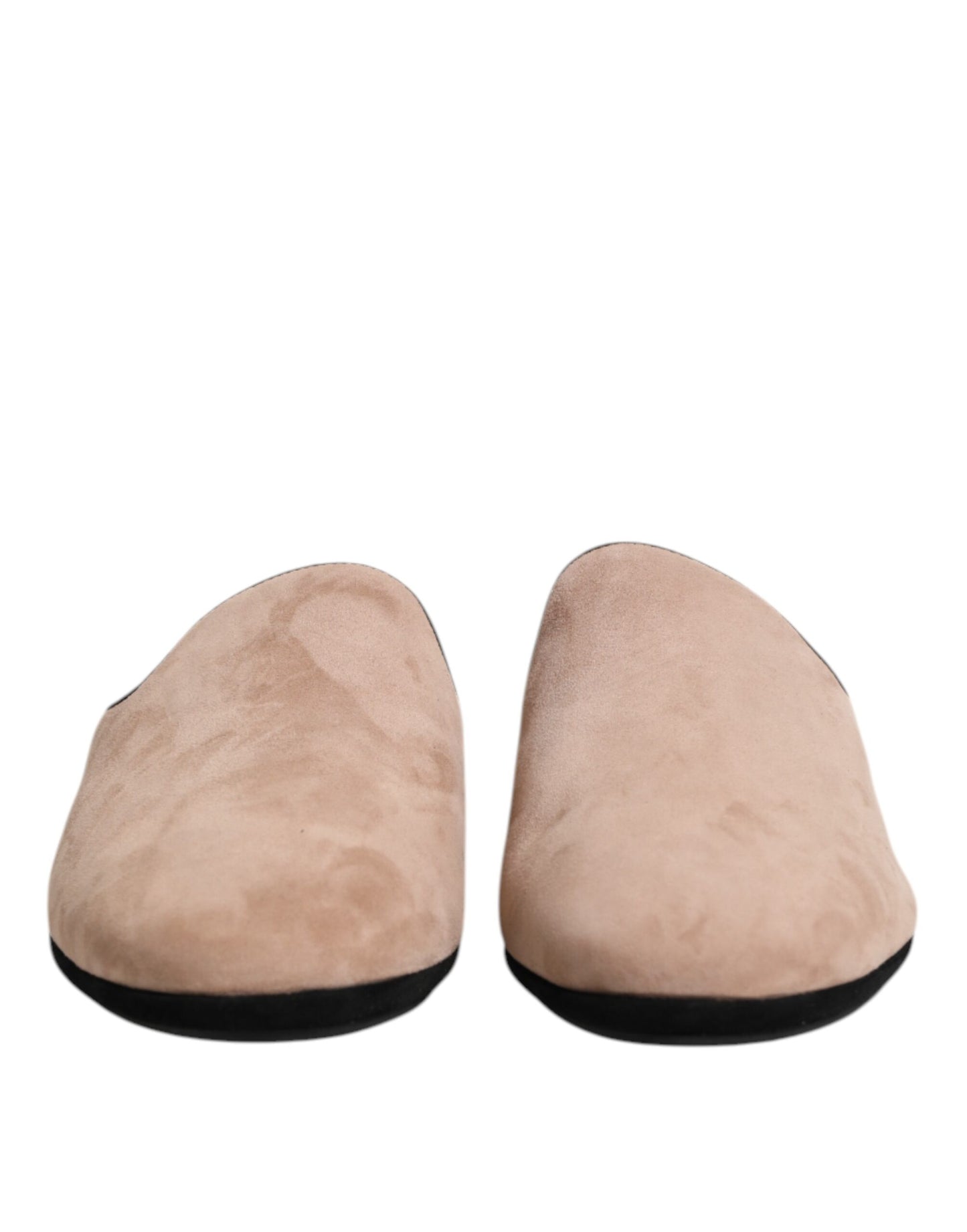 Dolce & Gabbana Beige Suede Leather Slides Flat Slipper Shoes Dolce & Gabbana