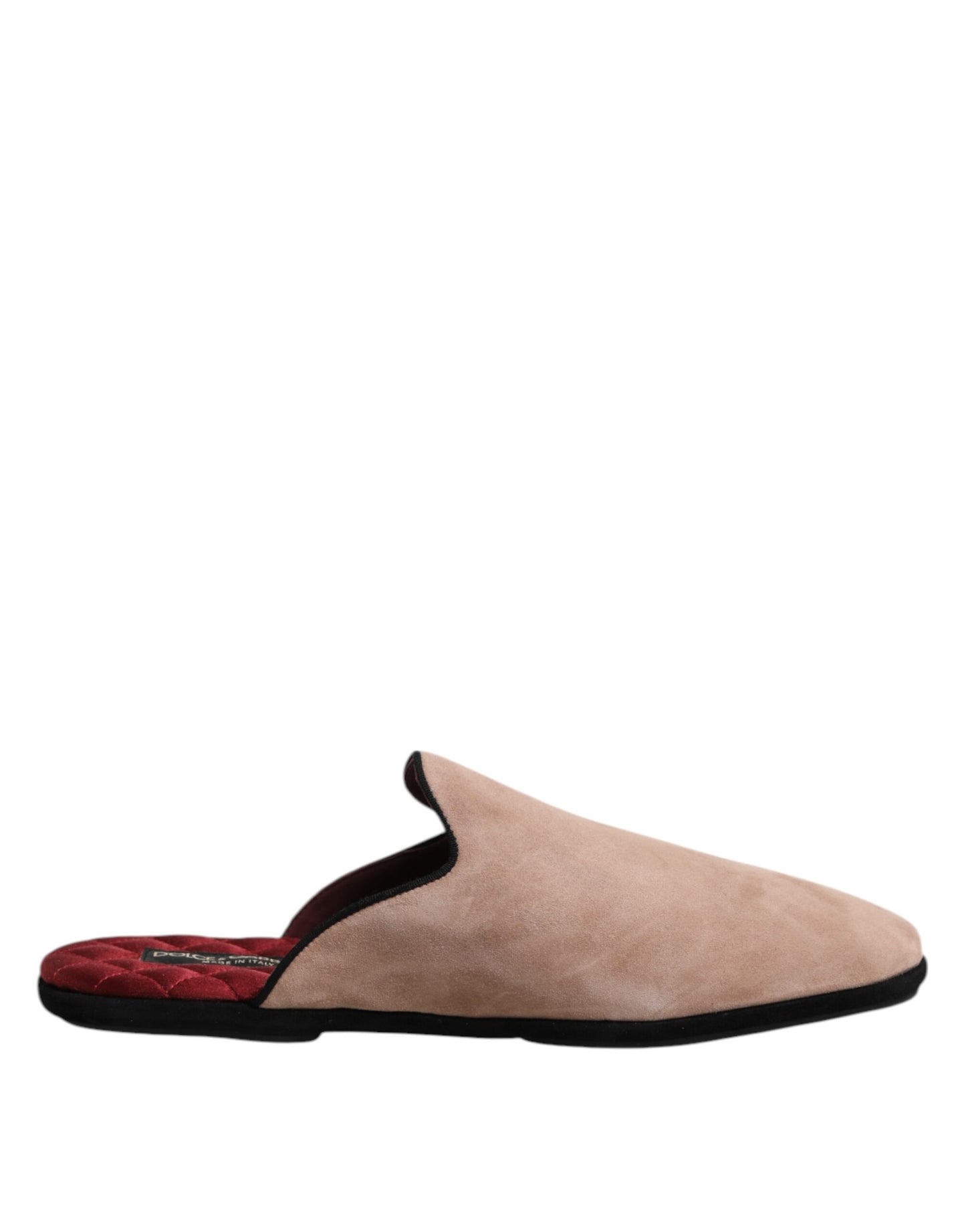 Dolce & Gabbana Beige Suede Leather Slides Flat Slipper Shoes Dolce & Gabbana