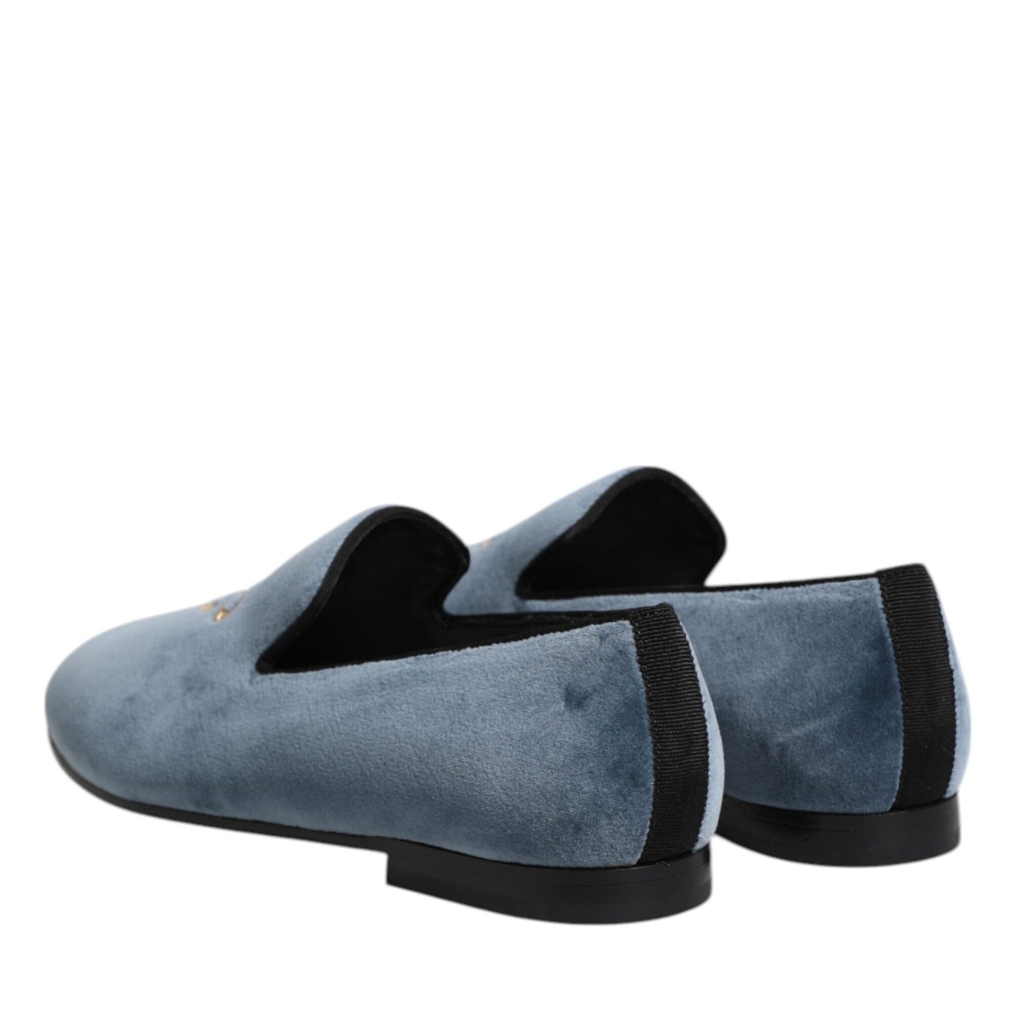 Dolce & Gabbana Blue Velvet DG Logo Loafers Formal Shoes