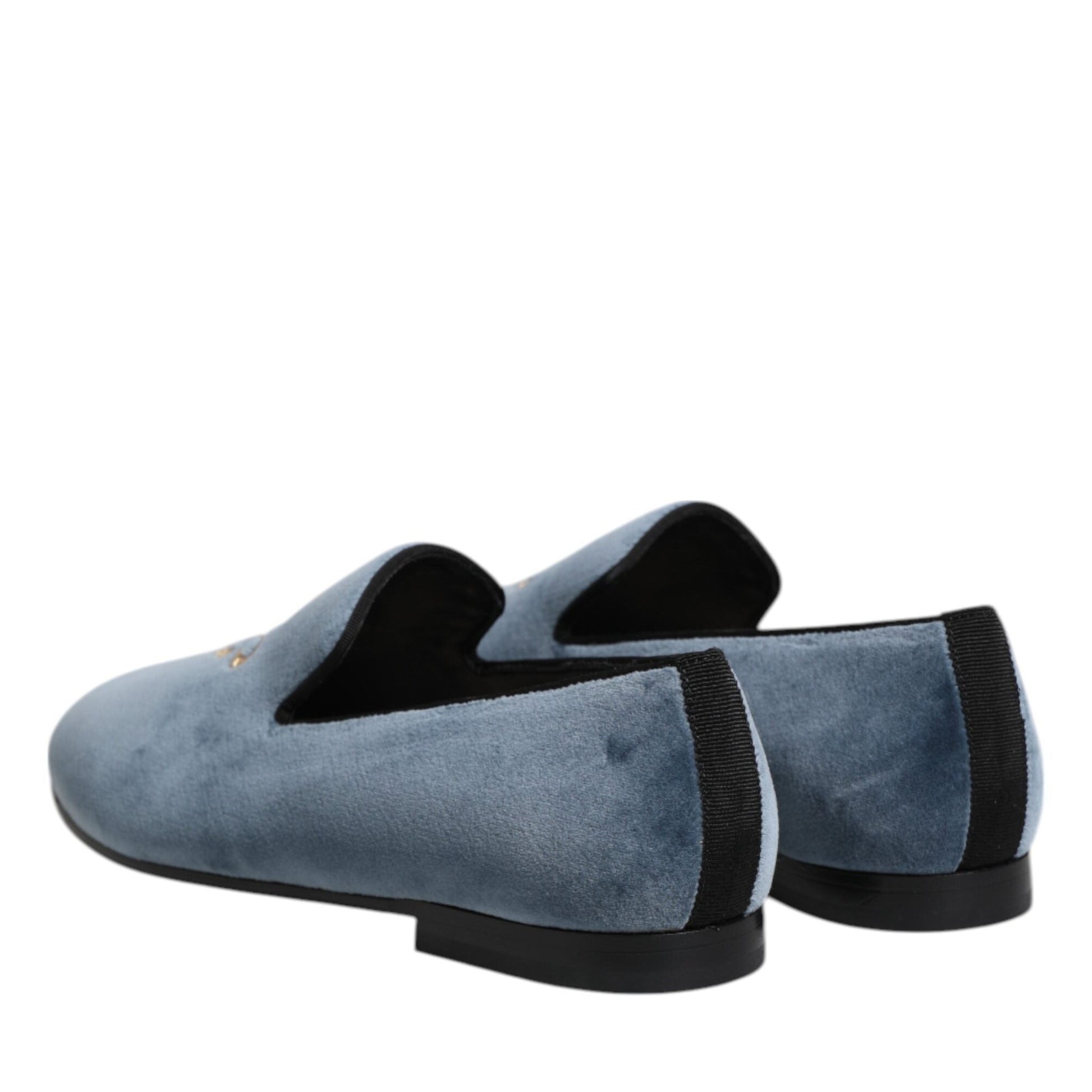 Dolce & Gabbana Blue Velvet DG Logo Loafers Formal Shoes