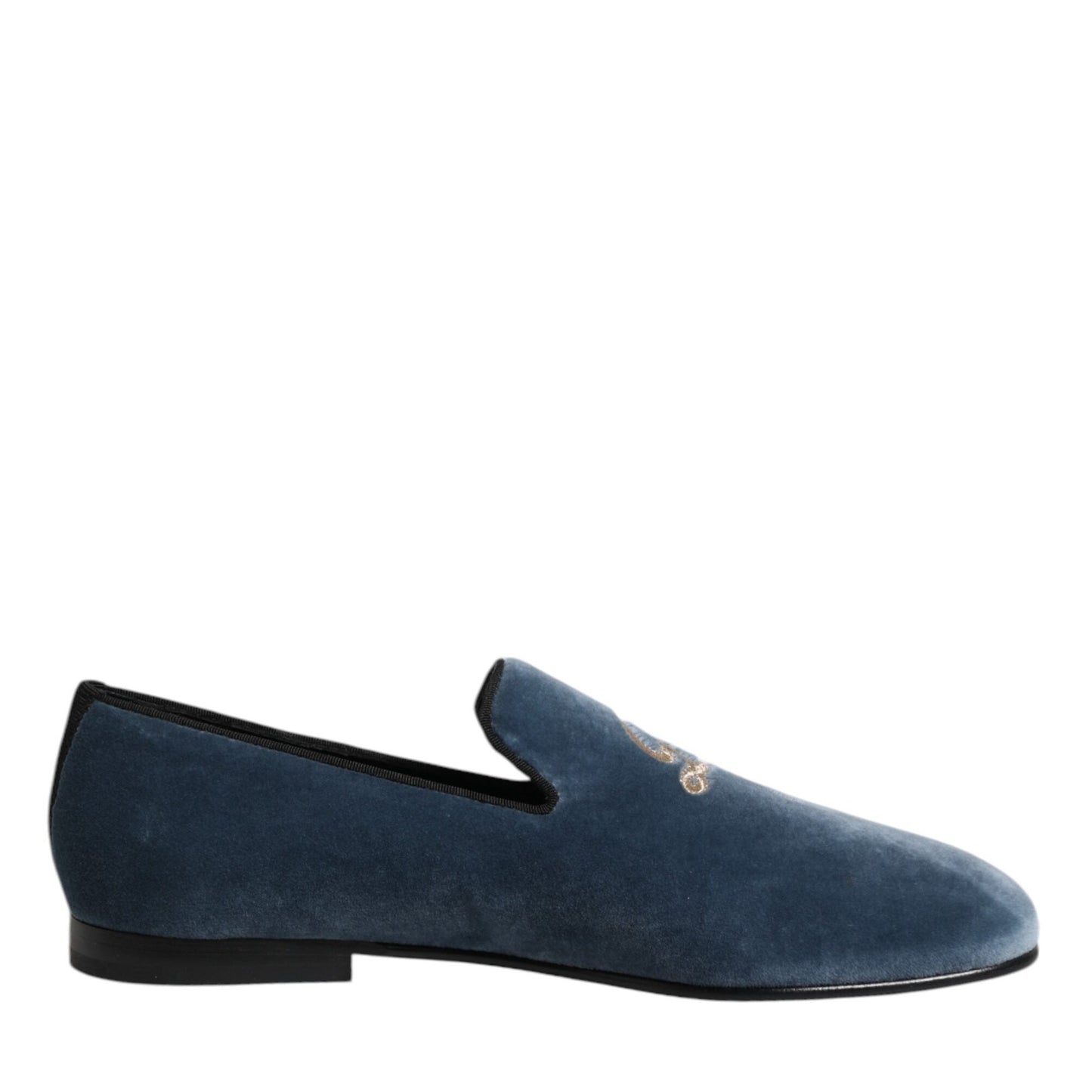 Dolce & Gabbana Blue Velvet DG Logo Loafers Formal Shoes