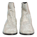 Dolce & Gabbana White Strass DG Logo Heels Ankle Boots Shoes