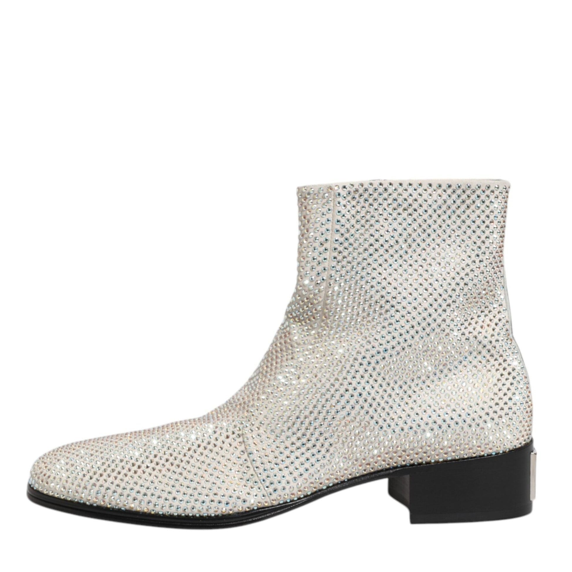 Dolce & Gabbana White Strass DG Logo Heels Ankle Boots Shoes