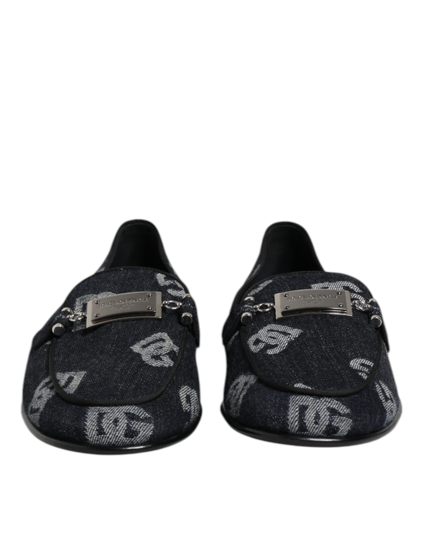 Dolce & Gabbana Blue Logo Cotton Loafers Formal Dress Shoes Dolce & Gabbana