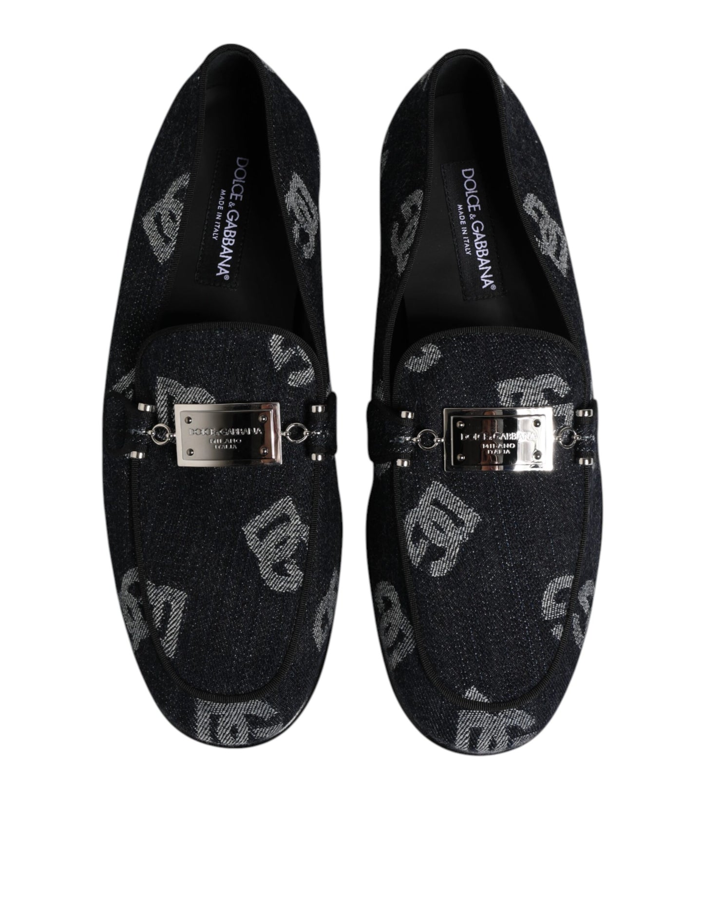 Dolce & Gabbana Blue Logo Cotton Loafers Formal Dress Shoes Dolce & Gabbana