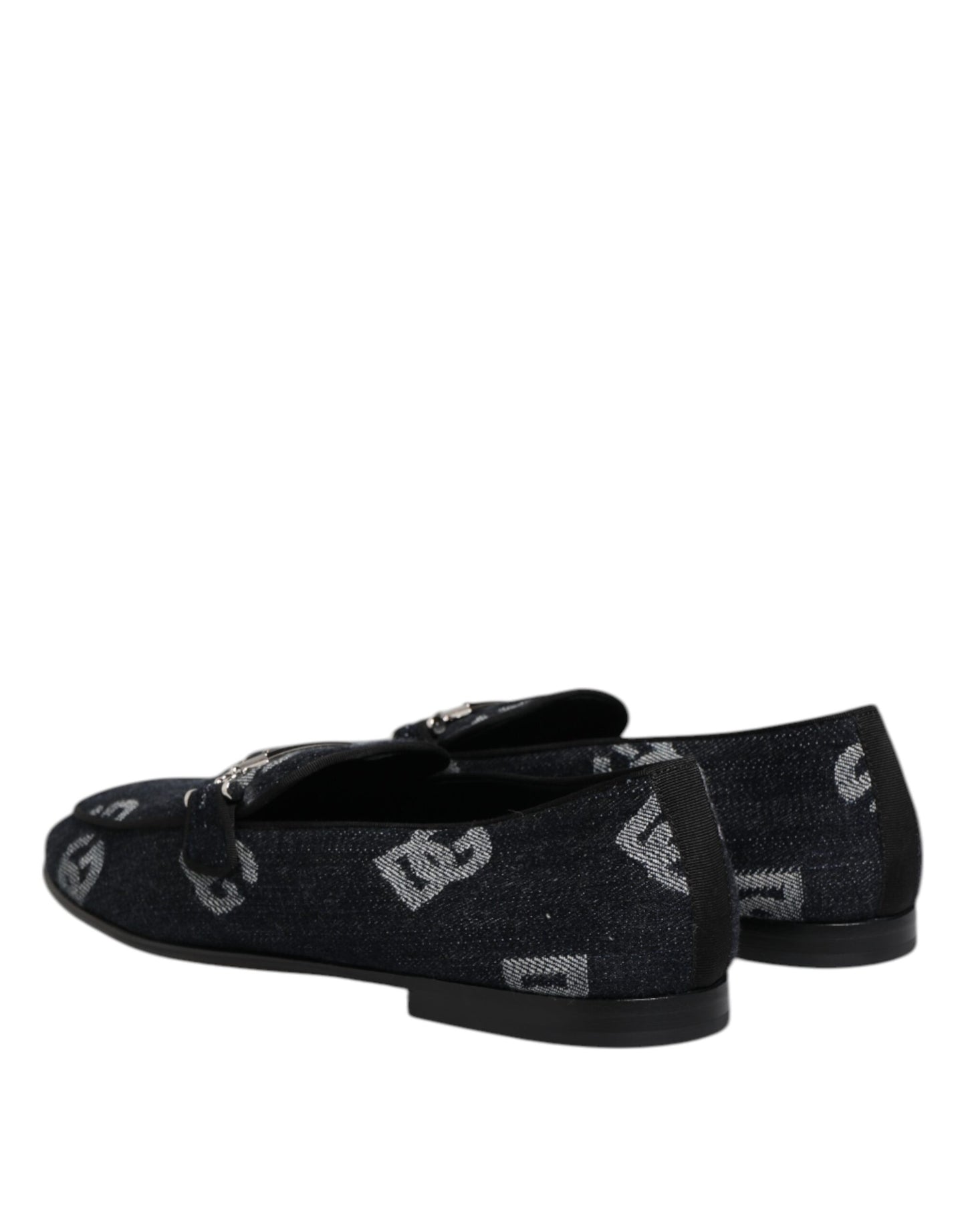 Dolce & Gabbana Blue Logo Cotton Loafers Formal Dress Shoes Dolce & Gabbana