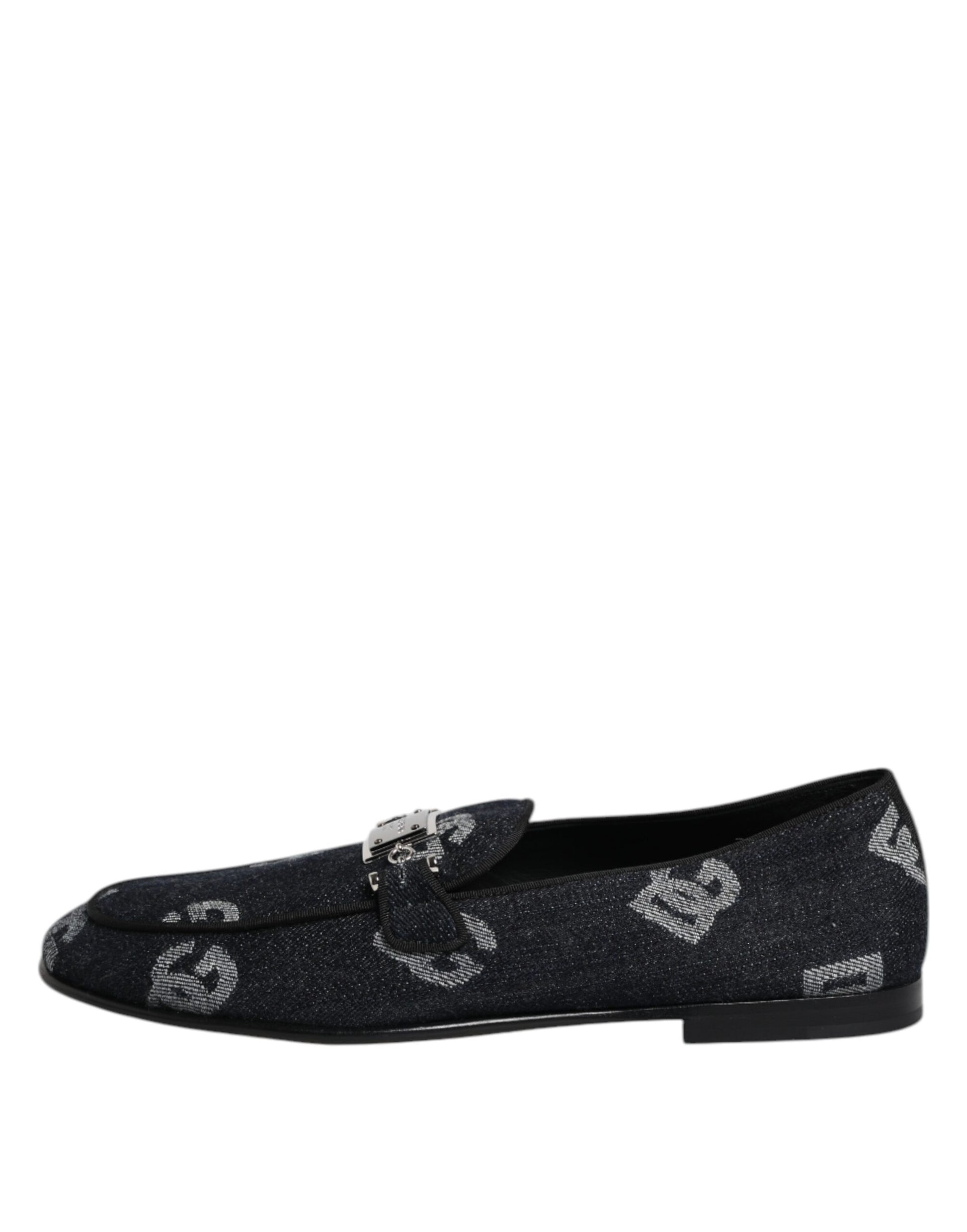 Dolce & Gabbana Blue Logo Cotton Loafers Formal Dress Shoes Dolce & Gabbana