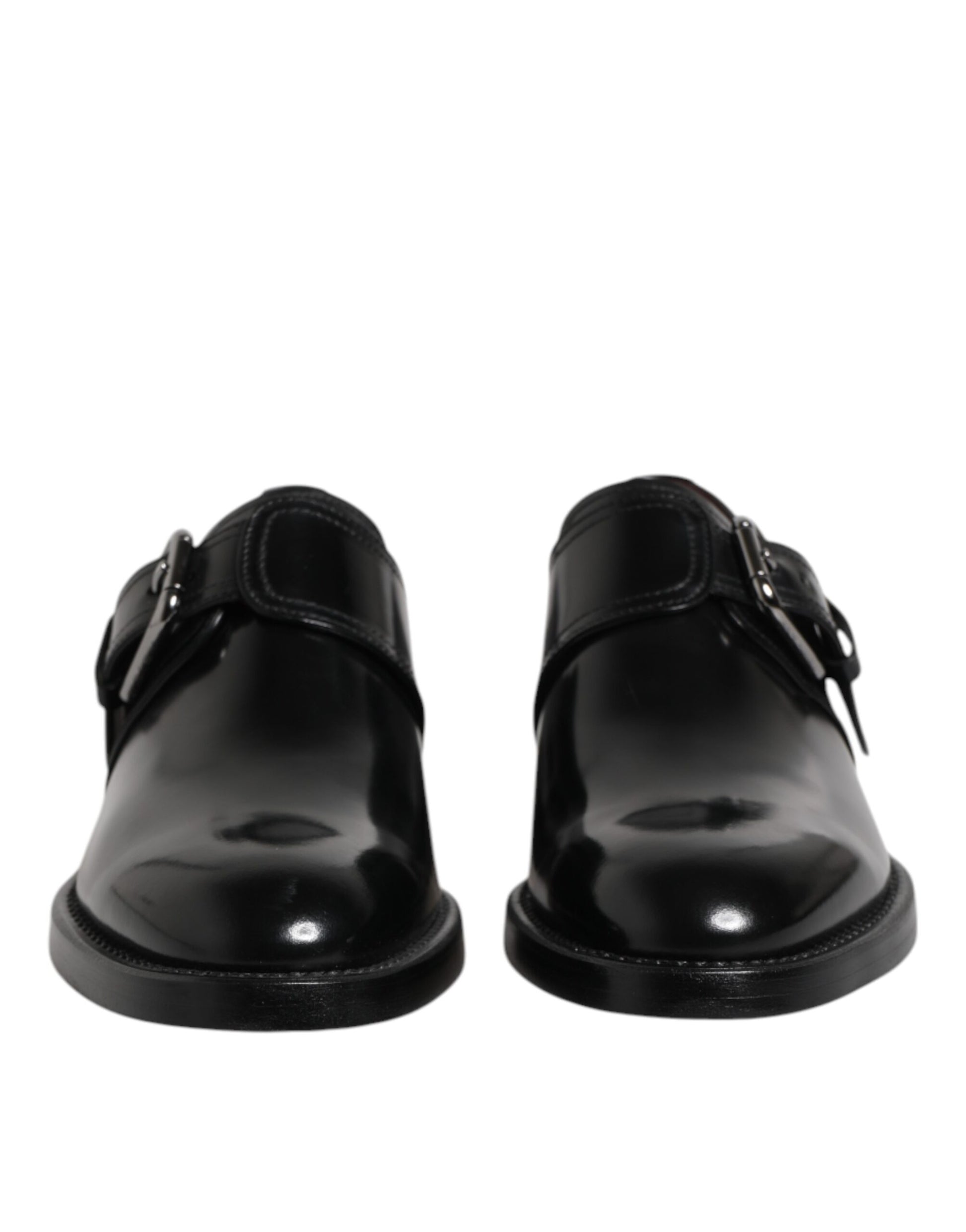 Dolce & Gabbana Black Leather Monk Strap Derby Formal Shoes Dolce & Gabbana