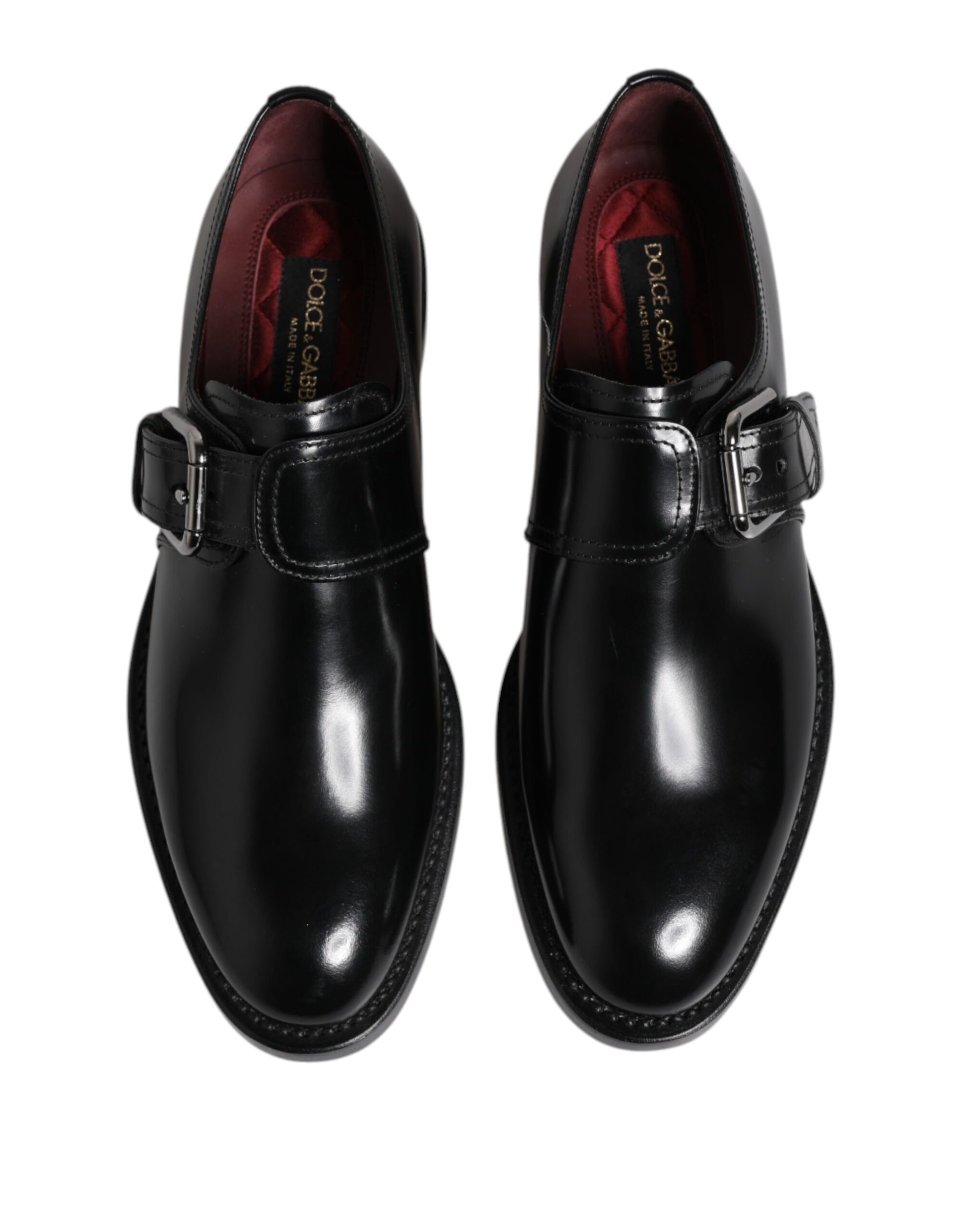 Dolce & Gabbana Black Leather Monk Strap Derby Formal Shoes Dolce & Gabbana